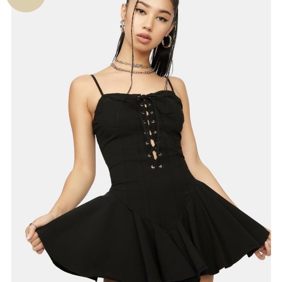 Night Maximized Lace up Corset Mini dress Size Medium Like New Rave Outfit - Picture 2 of 6